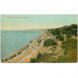 carte postale ancienne ENGLAND. Bournemouth Cliffs and Pier