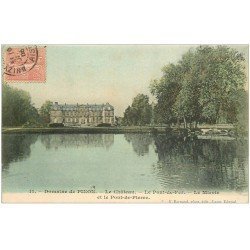 carte postale ancienne 02 PINON. Château 1905 Pont de Fer et Miroir Pont de Pierre