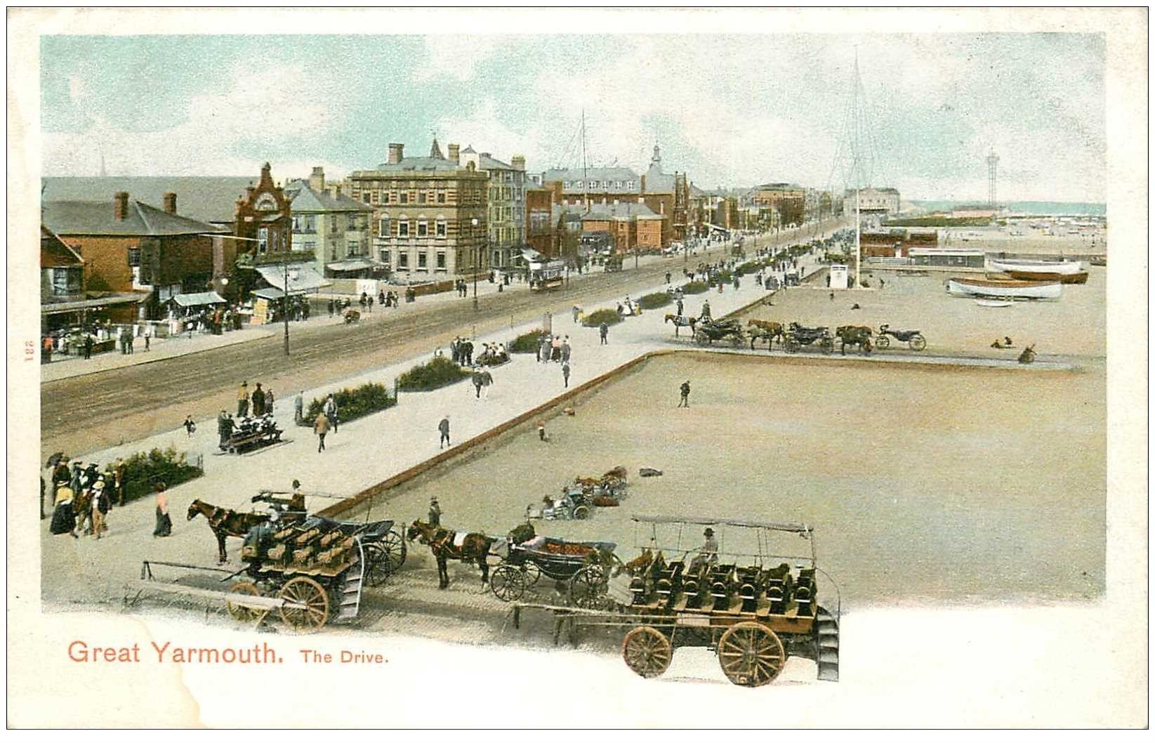 carte postale ancienne ENGLAND. Great Yarmouth the Drive
