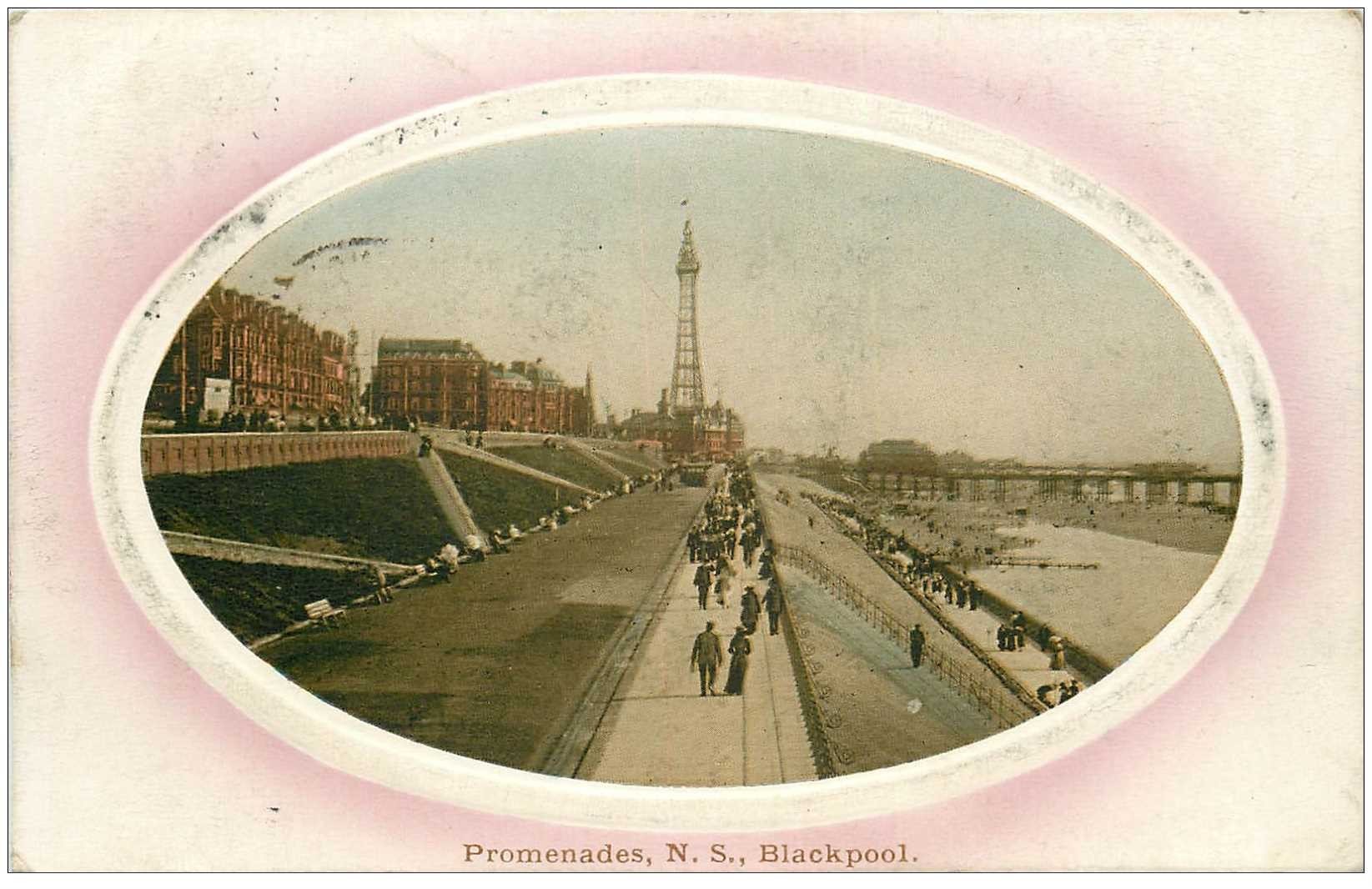 carte postale ancienne ENGLAND. Promenades N.S Blackpool 1912