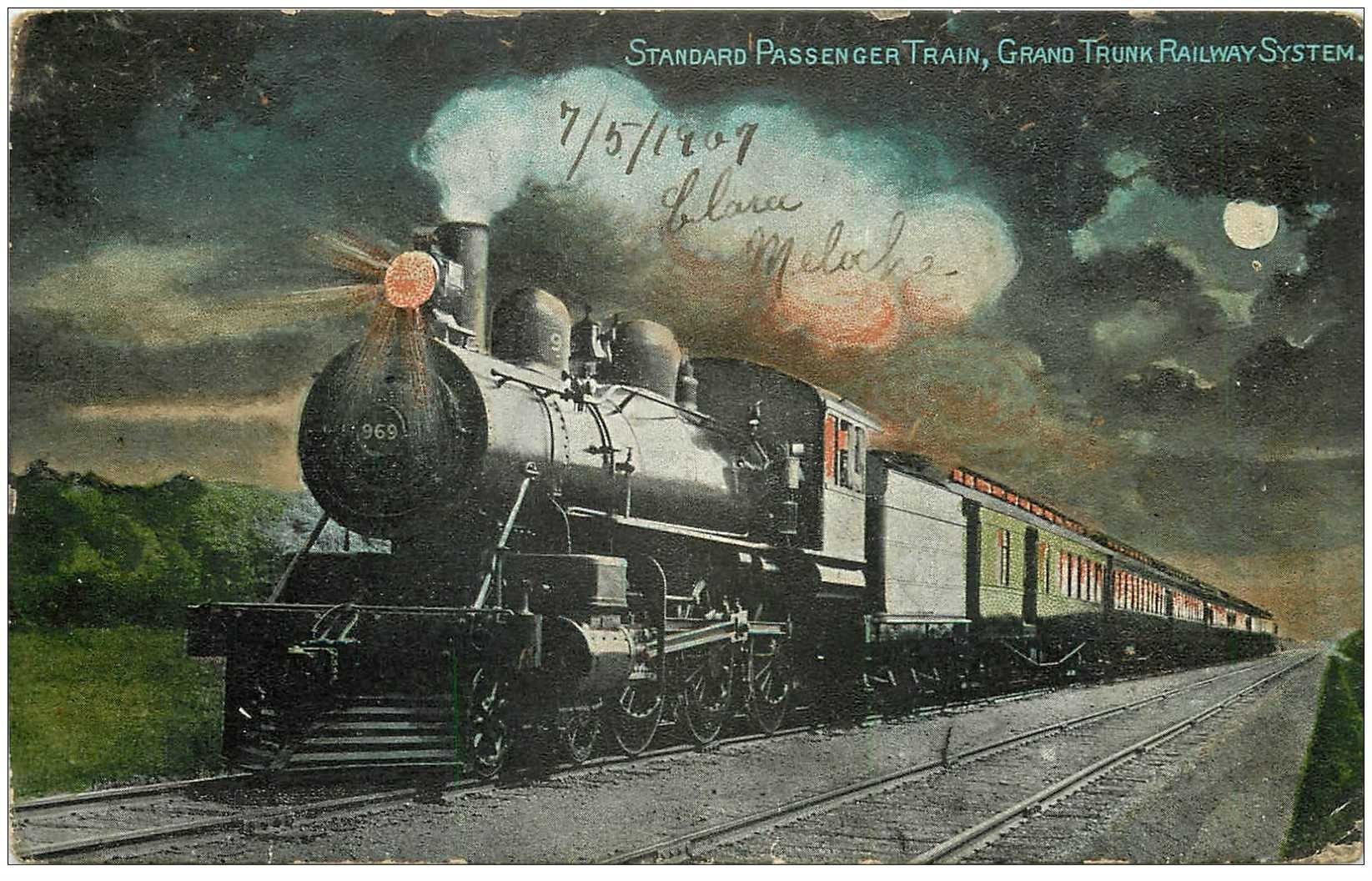 carte postale ancienne ENGLAND. Standard passenger Train Grand Trunk Railway system 1907