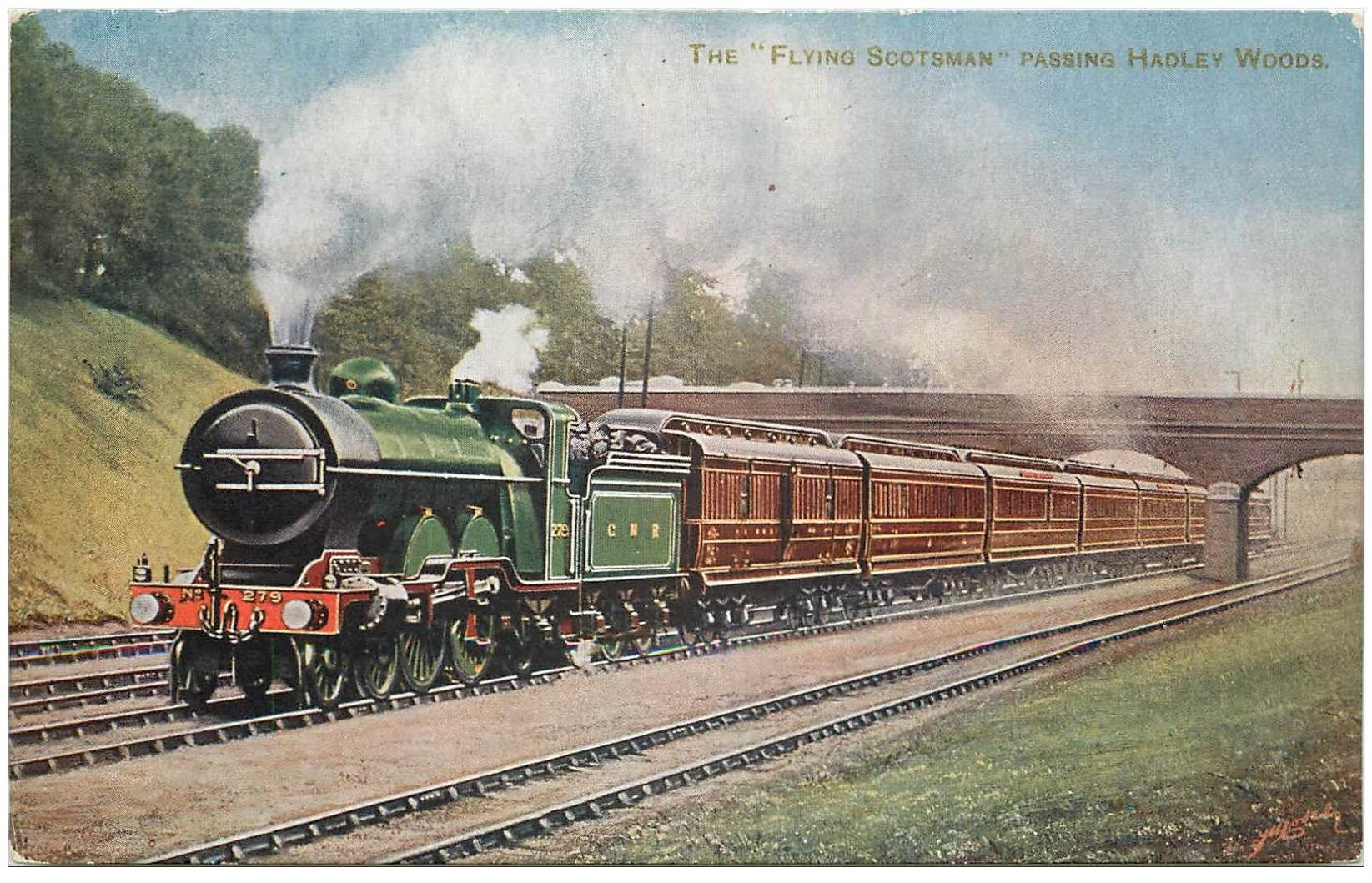 carte postale ancienne ENGLAND. Train the Flying Scotsman passing Hadley Woods. Railway