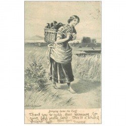 carte postale ancienne IRLANDE. Dublin bringing home the Turf 1903
