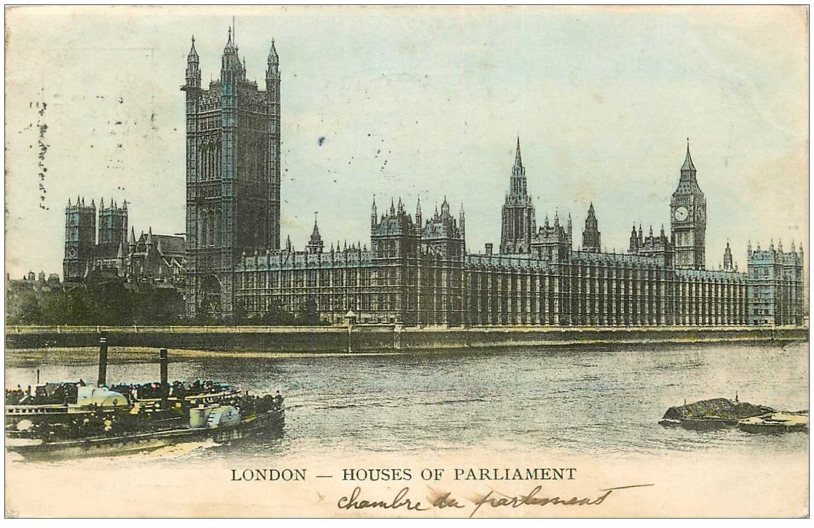 carte postale ancienne LONDON LONDRES. Houses of Parliament 1904