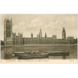 carte postale ancienne LONDON LONDRES. Houses of Parliament and River Thames