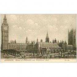 carte postale ancienne LONDON LONDRES. Houses of Parliament and Westminster Hall