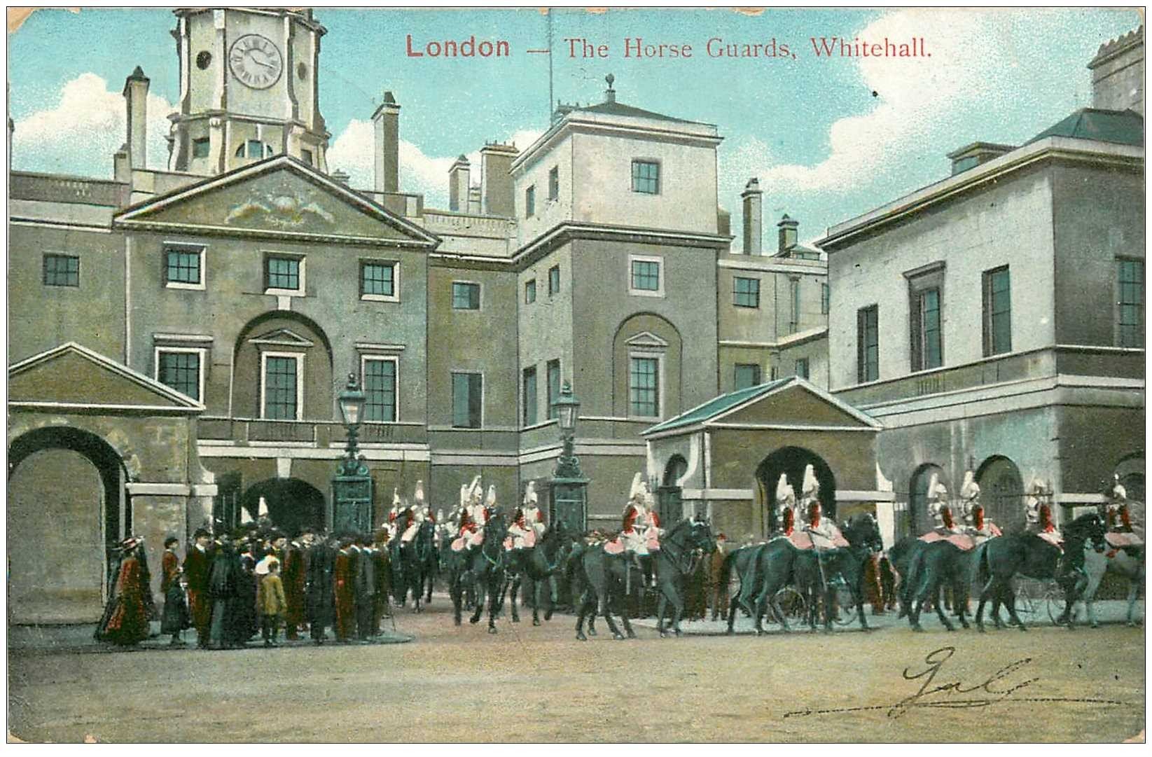 carte postale ancienne LONDON LONDRES. The Horse Guards Whitehall 1905