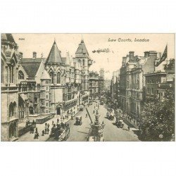 carte postale ancienne LONDON. Law Courts. Timbre Taxe 1908