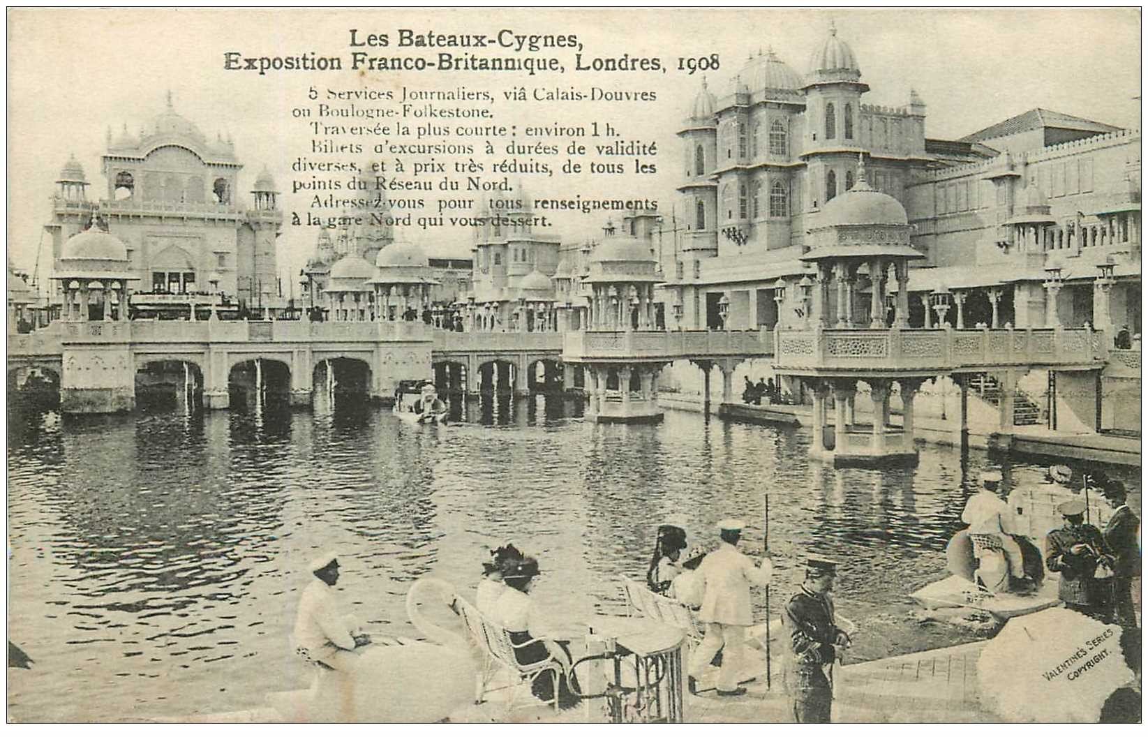 carte postale ancienne LONDON. Les Bateaux Cygnes Exposition Franco-Britannique de 1908