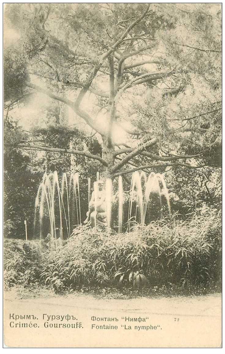 carte postale ancienne CRIMEE. Goursouff Fontaine La Nymphe vers 1900