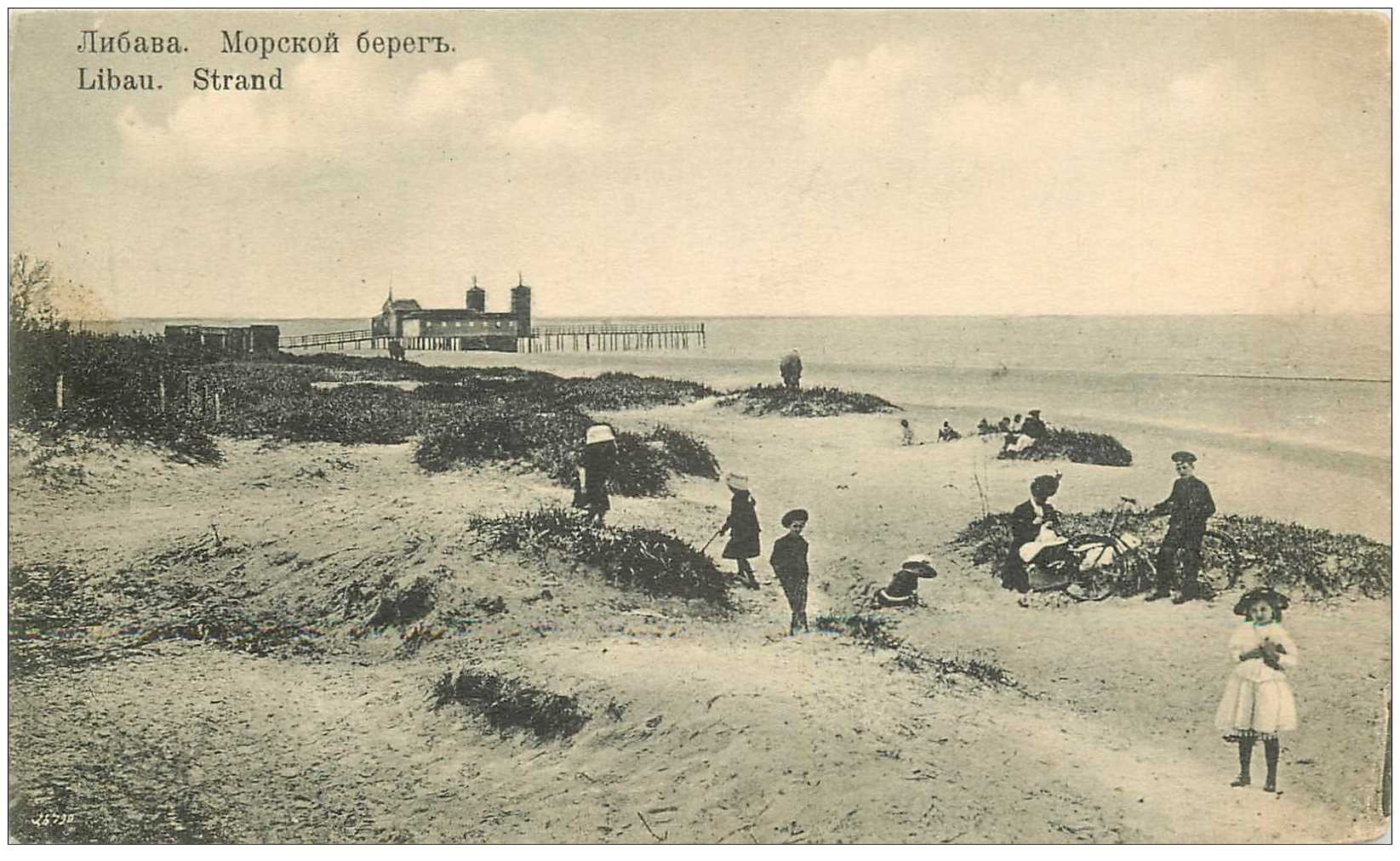 carte postale ancienne RUSSIE. Libau Strand 1919