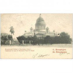 carte postale ancienne RUSSIE. Saint Pétersbourg. Cathédrale Saint Isaac et Monument Pierre le Grand 1902