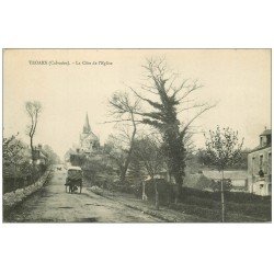 carte postale ancienne 14 TROARN. Attelage sur la Côte de l'Eglise