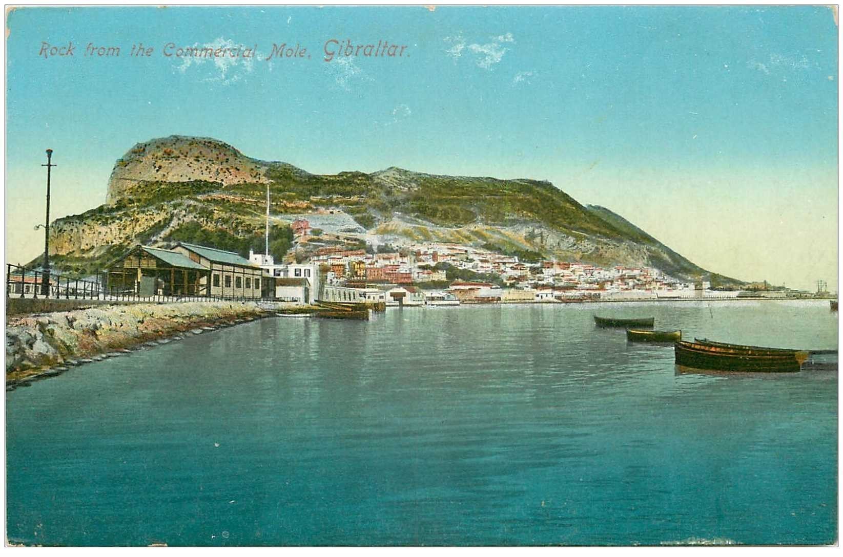 carte postale ancienne GIBRALTAR. Rock from Commercial Mole