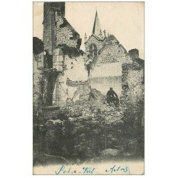 carte postale ancienne 02 PONTAVERT. Militaire maison détrite 1916