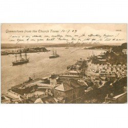 carte postale ancienne IRLANDE. Queenstown from the Church Tower 1909