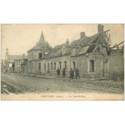 carte postale ancienne 02 PONTAVERT. Militaires sur Grande Rue 1917