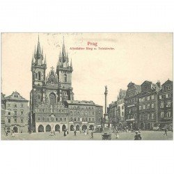 carte postale ancienne TCHEQUIE. Praha Prague Prag. Altstdter u. Teinkirche (défaut)...