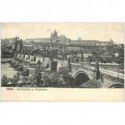 carte postale ancienne TCHEQUIE. Praha Prague Prag. Karlsbrûcke u. Hradschin vers 1909