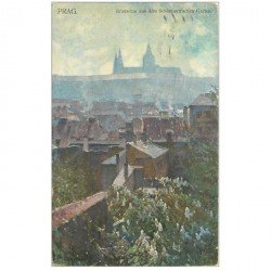 carte postale ancienne TCHEQUIE. Praha Prague. Hradschin aus dem Schônborn'schen Garten 1910