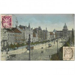 carte postale ancienne TCHEQUIE. Praha Prague. Place de Venceslas 1920