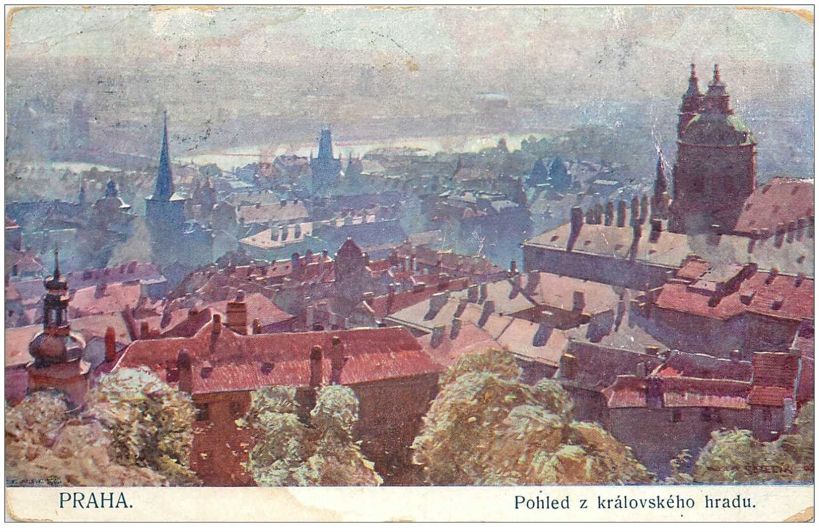 carte postale ancienne TCHEQUIE. Praha Prague. Pohled z kralovského hradu vers 1910