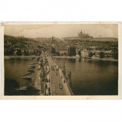 carte postale ancienne TCHEQUIE. Praha Prague. Pont Charles et Hradcany
