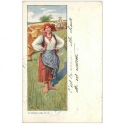 carte postale ancienne UKRAINE. Une Moissoneuse en 1899