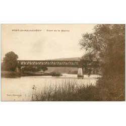 carte postale ancienne 02 PONT-DE-SAULCHERY. Pont de la Marne 1927 péniche