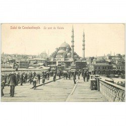 carte postale ancienne TURQUIE. Constantinople. Le Pont de Galata 1910