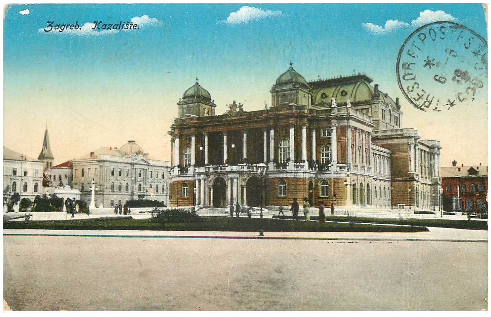 carte postale ancienne CROATIE. Zagreb Kazaliste 1949