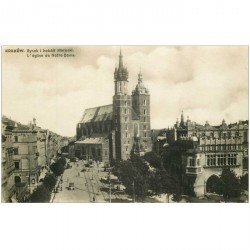 carte postale ancienne POLOGNE. Krakow. Rynek i Kosciot Marjacki. Carte postale photo vierge