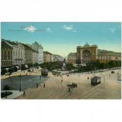 carte postale ancienne HONGRIE. Budapest. Centralbahnhof la Gare 1912