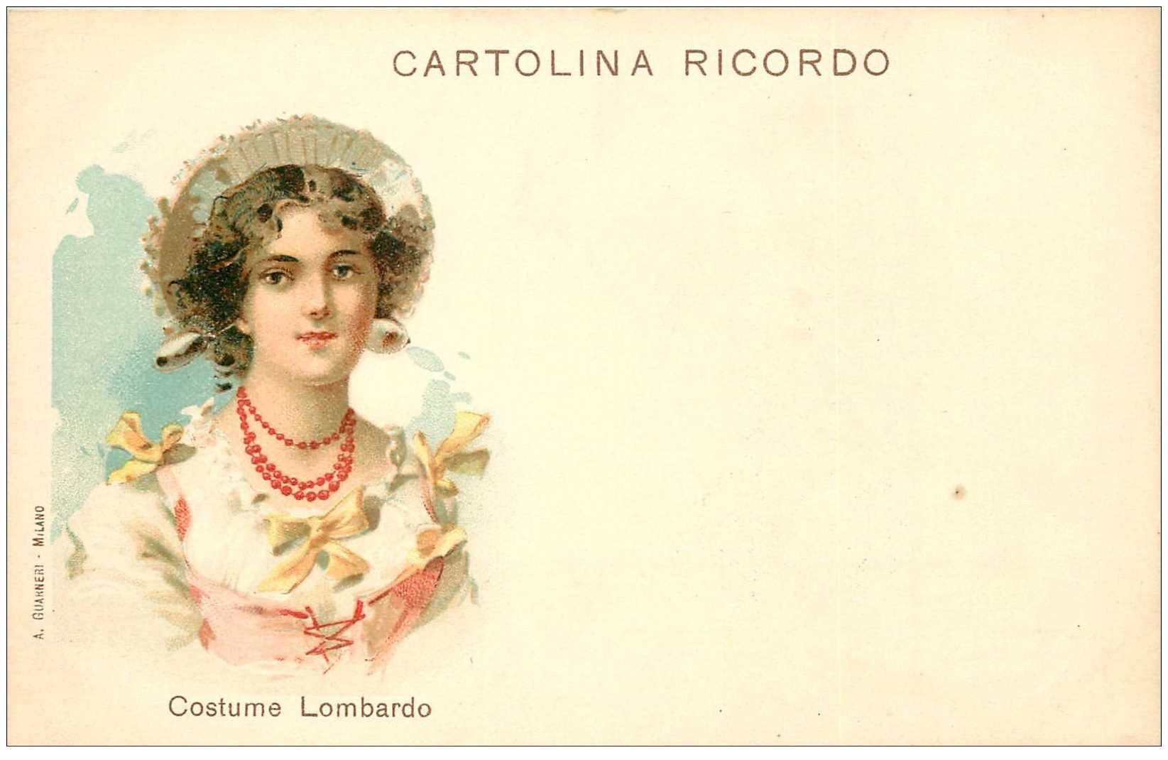 Italie litho vers 1900. Donna Costume Lombardo. Cartolina ricordo Lombardia
