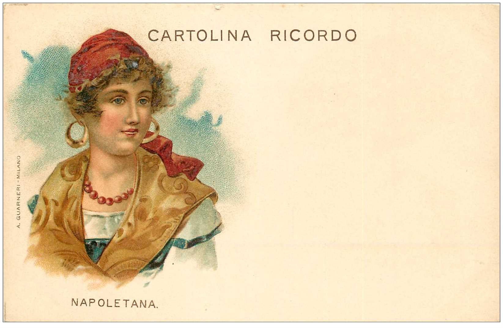 Italie litho vers 1900. Donna Costume Napoletana . Cartolina ricordo Napoli