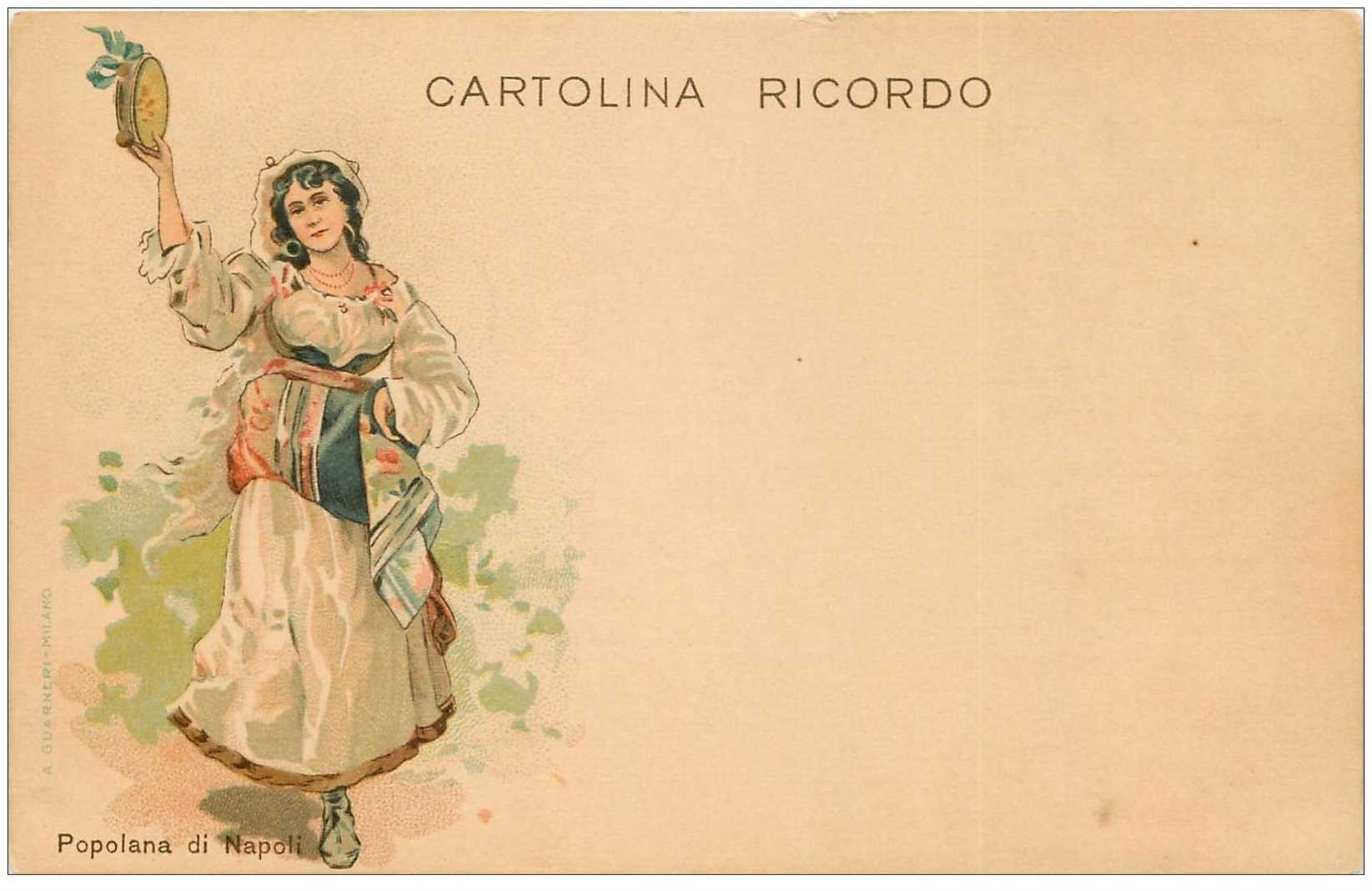 Italie litho vers 1900. Donna Costume Popolana di Napoli. Cartolina ricordo