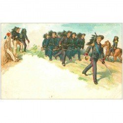 carte postale ancienne Italie litho vers 1900. Esercito Italiano Bersaglieri. Guerres et Militaires