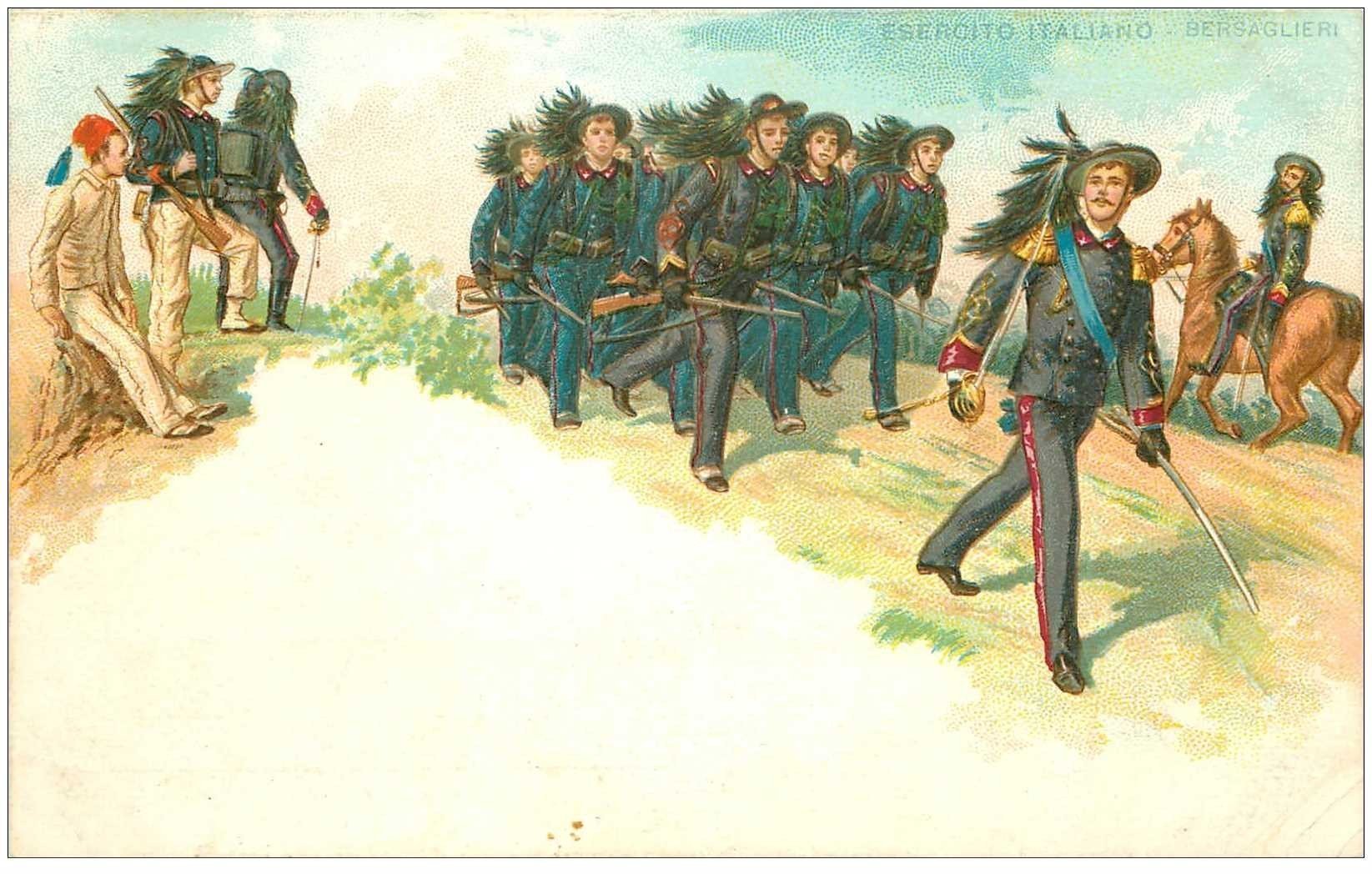 Italie litho vers 1900. Esercito Italiano Bersaglieri. Guerres et Militaires