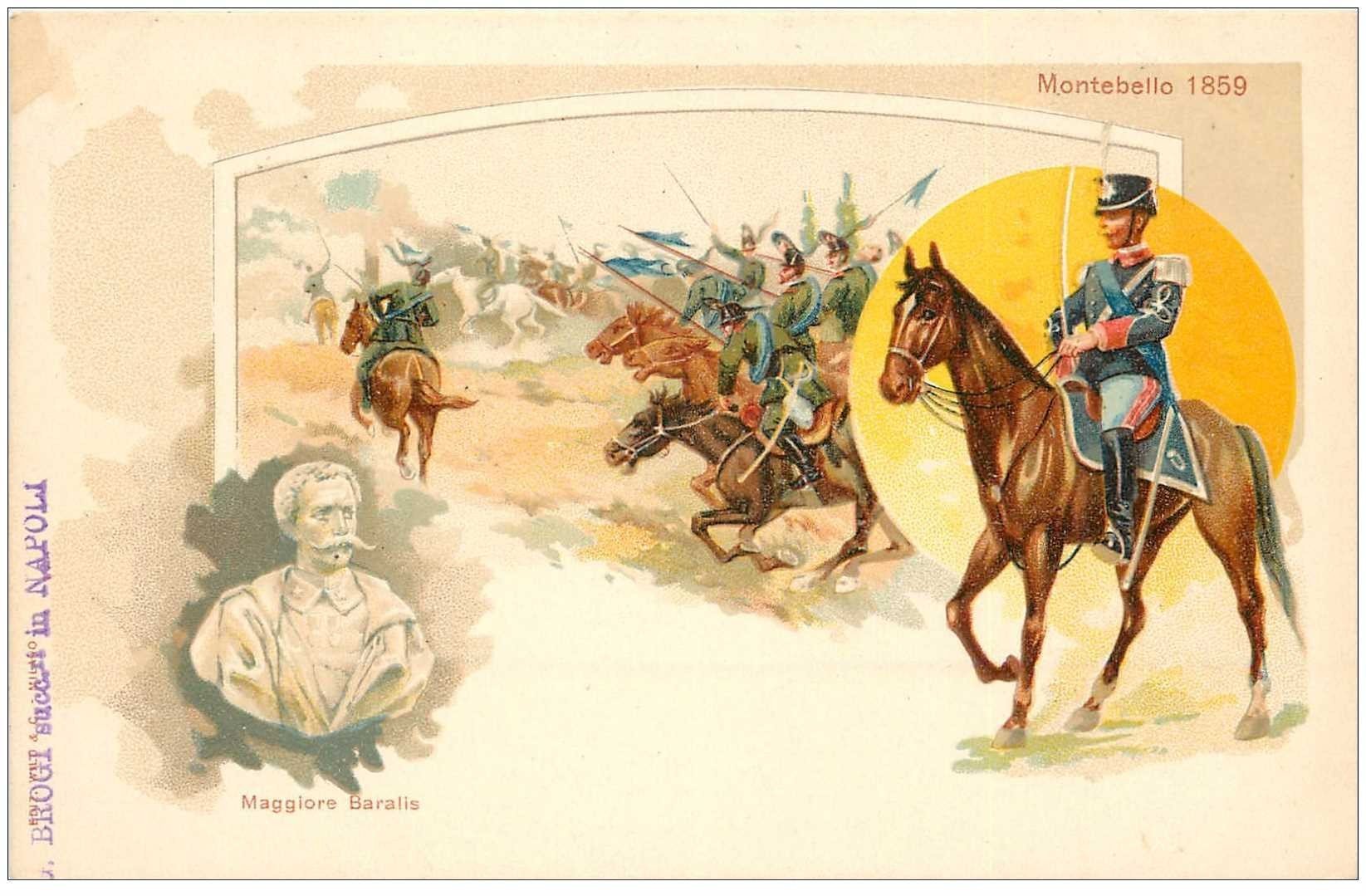 Italie litho vers 1900. Maggiore Baralis Montebello 1859. Guerres et Militaires