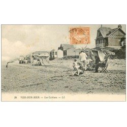 carte postale ancienne 14 VER-SUR-MER. Les Cabines 1929