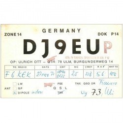 carte postale ancienne CARTE RADIO QSL. Germany 1971