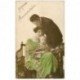 carte postale ancienne COUPLE. Jeunes Amoureux avec Bébé 1929
