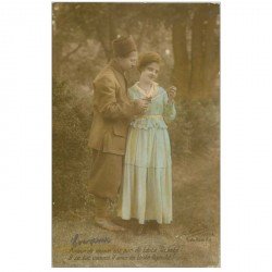 carte postale ancienne COUPLE. Jeunes Amoureux avec Zouave 1917