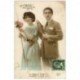carte postale ancienne COUPLE. Jeunes Amoureux Pêcheurs pour le 1 Avril 1924