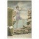 carte postale ancienne FEMME EN COSTUME DE BAIN D'AUTREFOIS. A la Mer
