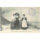 carte postale ancienne FOLKLORE. Campagnes et Provinces. Les Trois Soeurs. Lorraine, Alsacienne et Bretonne 1907