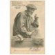 carte postale ancienne FOLKLORE. Campagnes et Provinces. Un Vieux Loup de mer réparant ses filets de Pêche vers 1900 par Botrel