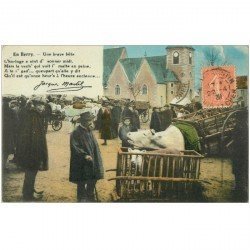 carte postale ancienne FOLKLORE. Campagnes et Provinces. Une brave bête au Marché 1931 par Martel