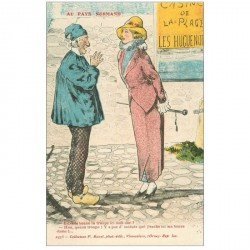 carte postale ancienne GAULOISERIES HUMOUR. Au Pays Normand femme cherchant la Troupe collection Bunel