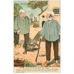 carte postale ancienne GAULOISERIES HUMOUR. En Normandie la mort du Coq...